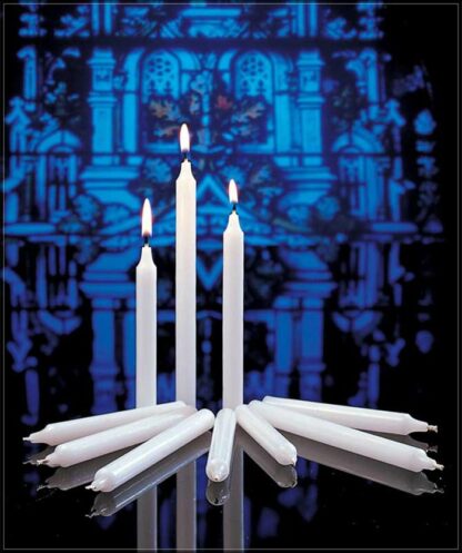 Molded White Candles 7/8in x 8in "Short 6s"