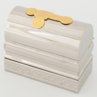 Baptismal Kit, small, Nickel Finish, Gold Cross