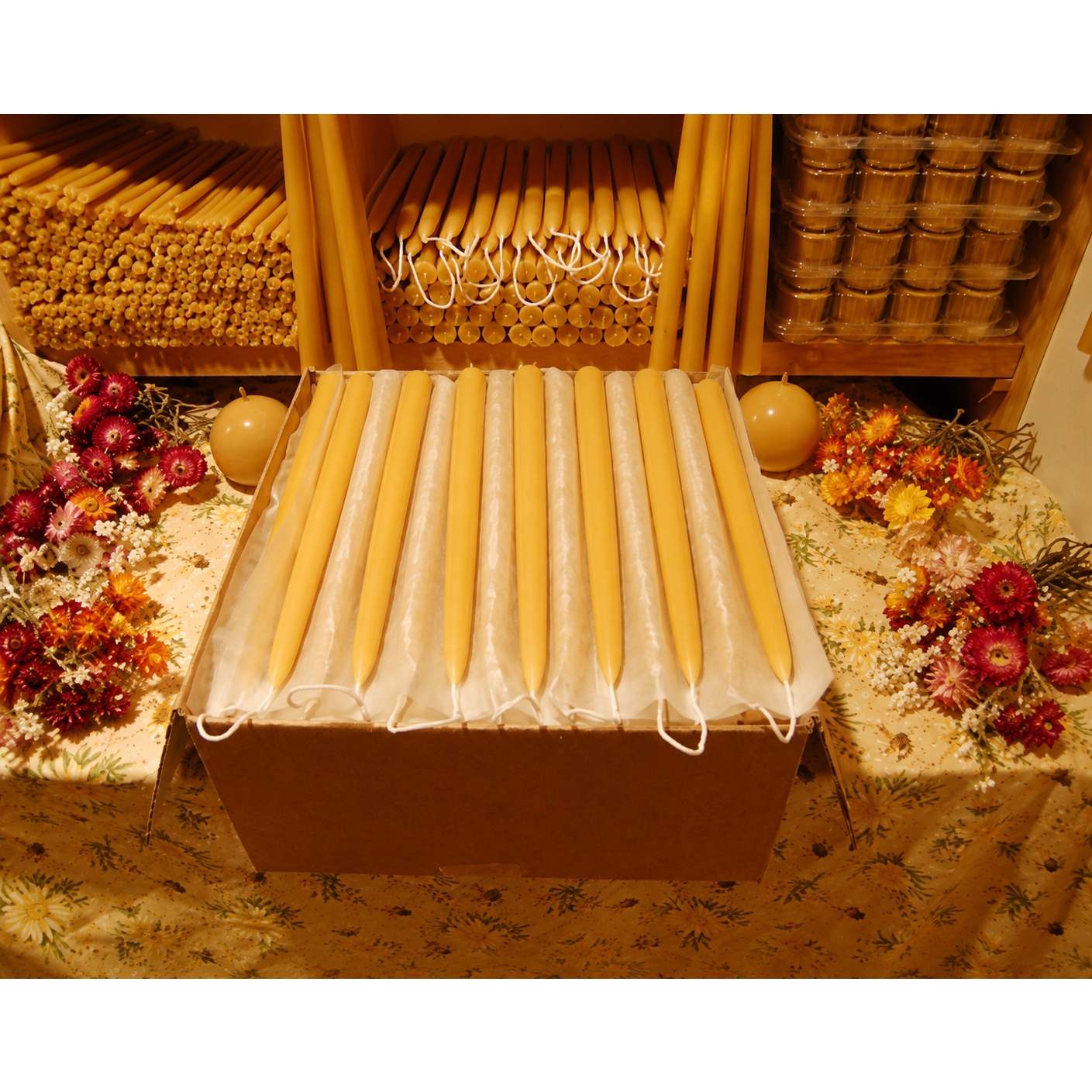 Premium Beeswax Tapers 7/8″ Wholesale Case of 98ct