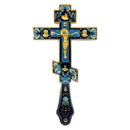 Altar / Blessing Cross - Blue Enamel, Large