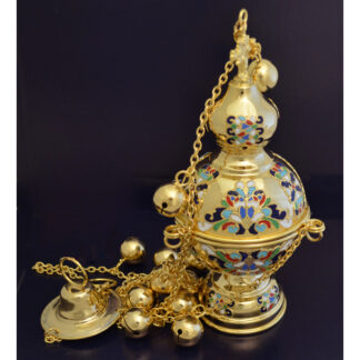 Partially Enameled Censer - Gold Plated