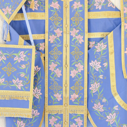Embroidered Blue Vestments - Floral Pattern - Image 4