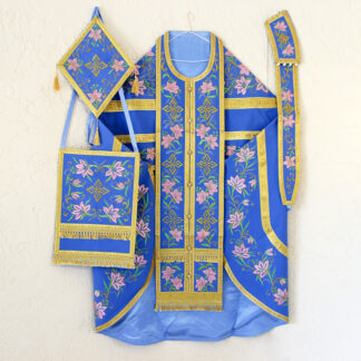 Embroidered Blue Vestments - Floral Pattern