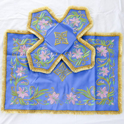 Embroidered Blue Vestments - Floral Pattern - Image 3