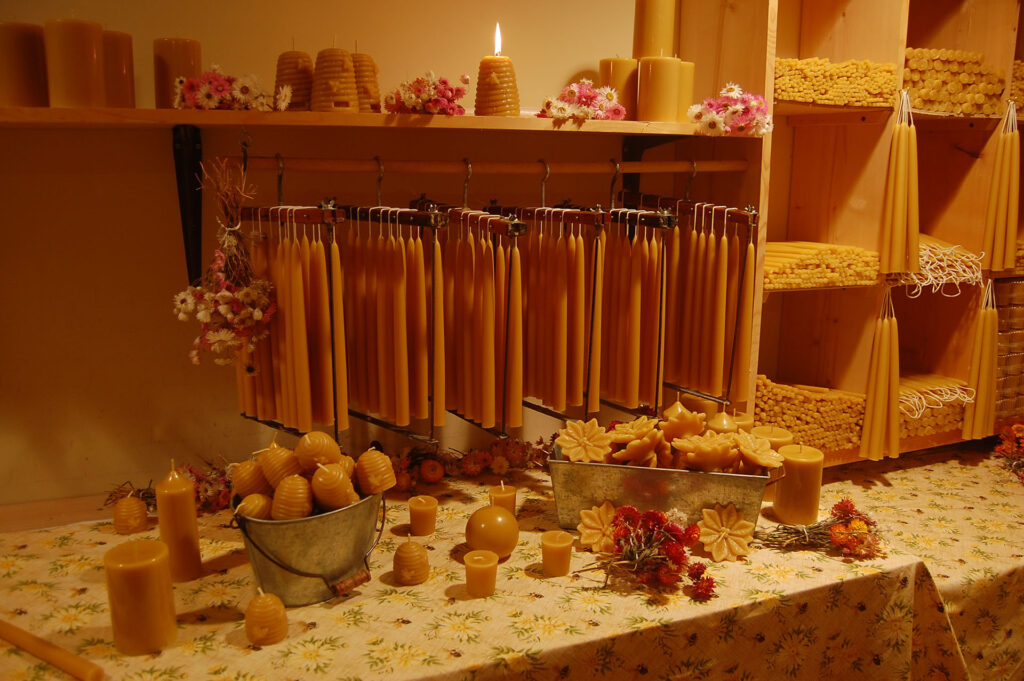 Hand-dipped beeswax church candles