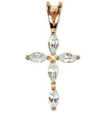 Sold Gold Cross with Topaz