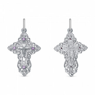 Filigree Mother for God Cross - with purple stones