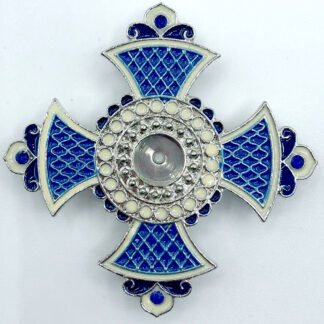 Icon relic insert - large, blue enamel, silver