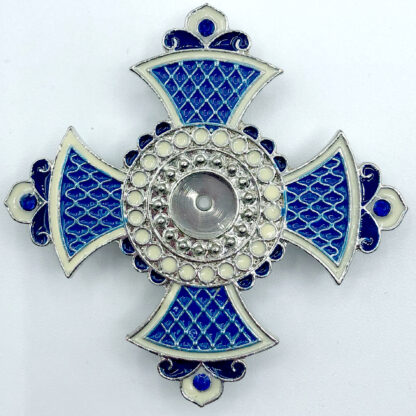 Icon relic insert - large, blue enamel, silver