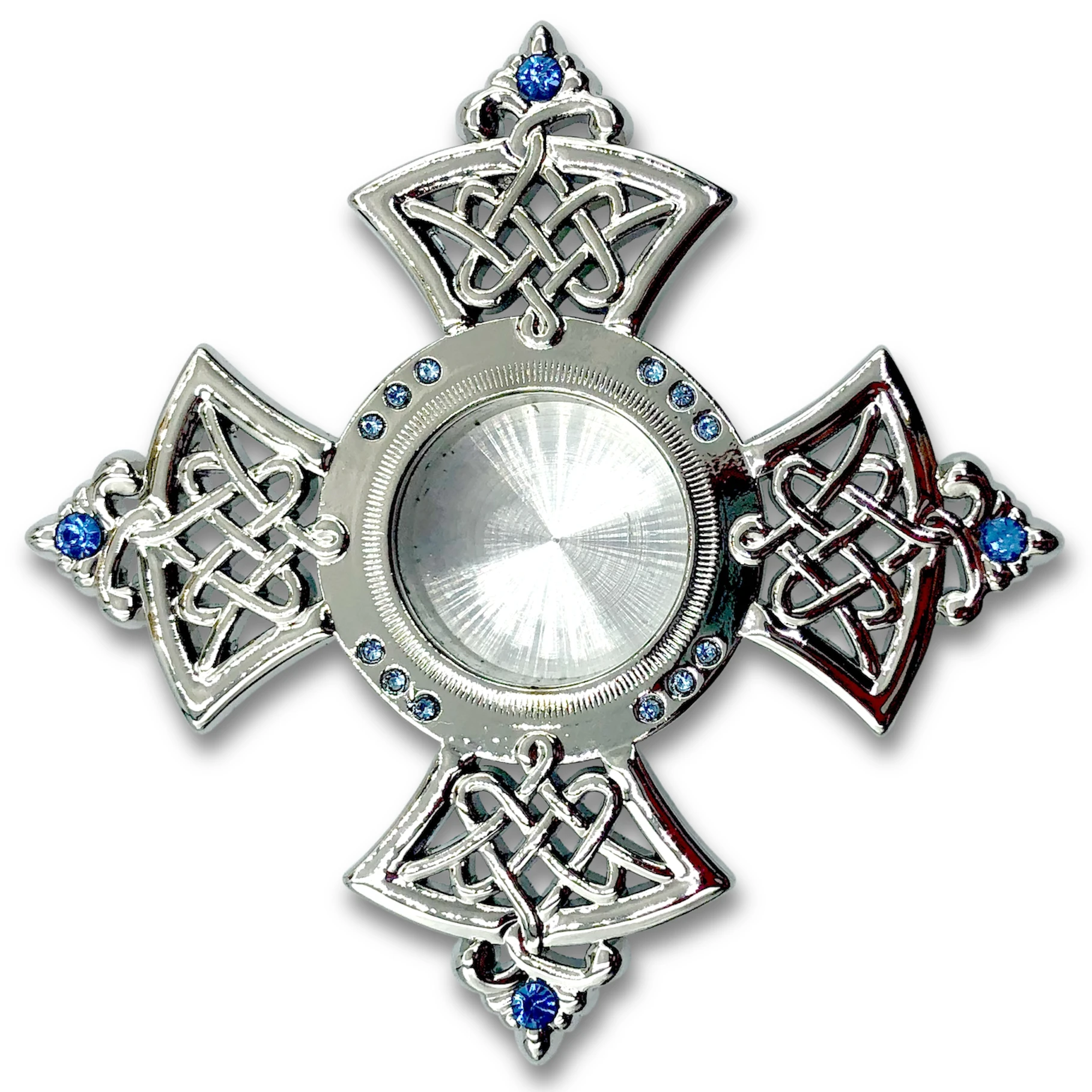 Icon relic insert, silver blue stones, XL 75mm