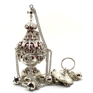 Small Silver Censer with red enamel