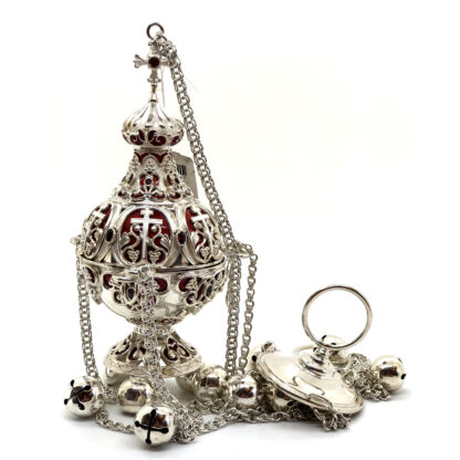 Small Silver Censer with red enamel