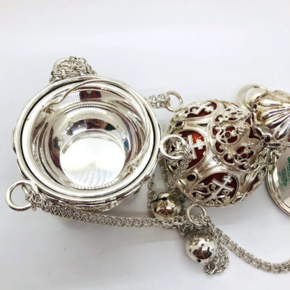 Small Silver Censer with red enamel - Image 2