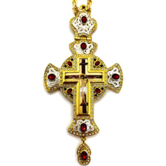 Pectoral Cross, Gold Plated, Jeweled Celtic Style