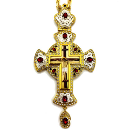 Pectoral Cross, Gold Plated, Jeweled Celtic Style