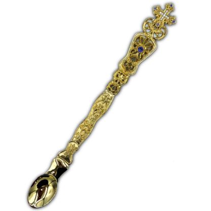 Communion spoon - Russian  - With Purple Gems - Gold Plated