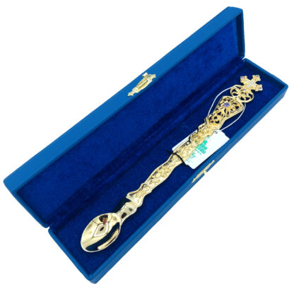 Communion spoon - Russian  - With Purple Gems - Gold Plated - Image 2