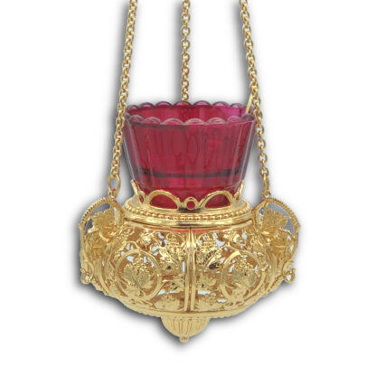 Vigil Lamp #6- Filigree Grape Leaf, gold plated