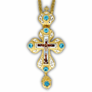 Pectoral Cross with large light blue stones