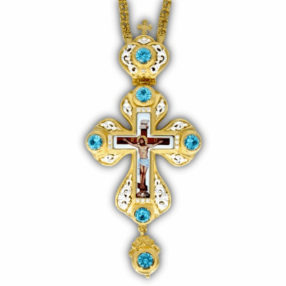 Pectoral Cross with large light blue stones