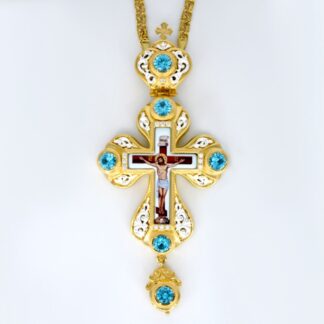 Pectoral Cross with large light blue stones