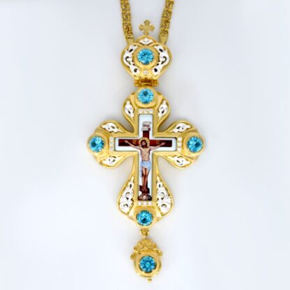 Pectoral Cross with large light blue stones
