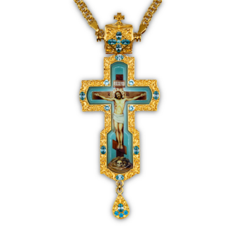 Pectoral Cross with light blue stones