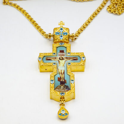 Pectoral Cross with light blue stones - Image 2