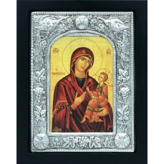 Mother of God (Virgin Mary) Icon, silver plated boarder