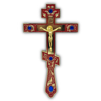 Altar / Blessing Cross, small red enamel with stones