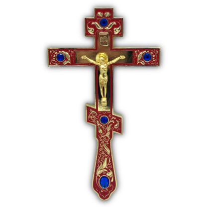 Altar / Blessing Cross, small red enamel with stones