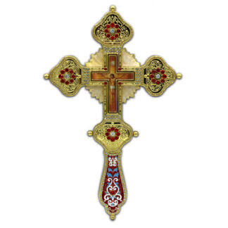 Altar / Blessing Cross, enamel and gold with stones