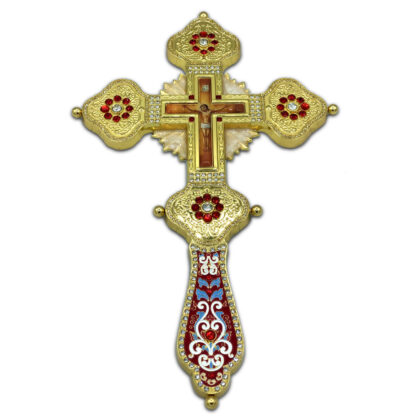 Altar / Blessing Cross, enamel and gold with stones - Image 2