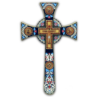 Altar / Blessing Cross, Celtic Blue Enamel