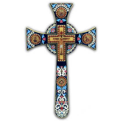 Altar / Blessing Cross, Celtic Blue Enamel
