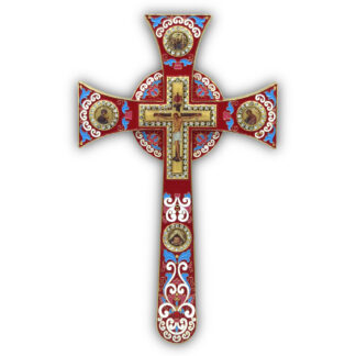 Altar / Blessing Cross, Celtic Red Enamel