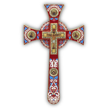Altar / Blessing Cross, Celtic Red Enamel