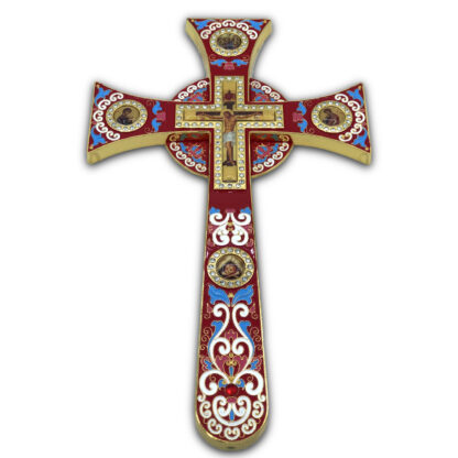Altar / Blessing Cross, Celtic Red Enamel - Image 2