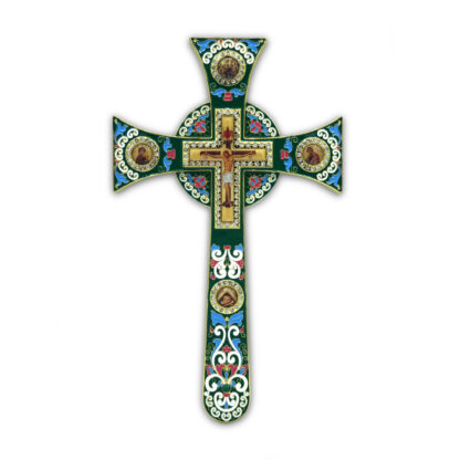 Altar / Blessing Cross, Celtic Green Enamel
