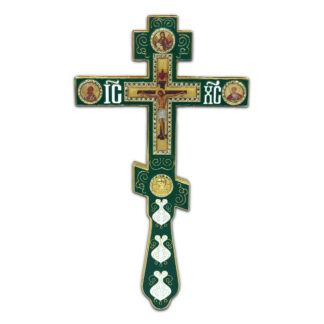 Altar / Blessing Cross, Green Enamel, Medium