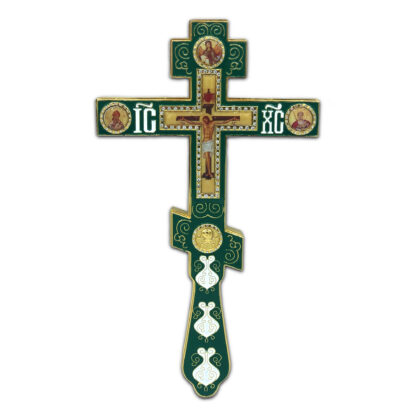 Altar / Blessing Cross, Green Enamel, Medium