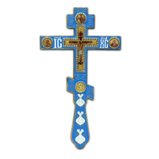 Altar / Blessing Cross, Light Blue Enamel, Medium