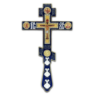 Altar / Blessing Cross, Dark Blue Enamel, Medium