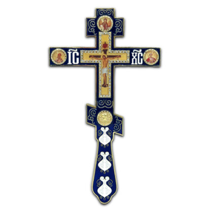 Altar / Blessing Cross, Dark Blue Enamel, Medium