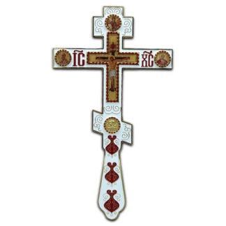 Altar / Blessing Cross, White Enamel, Medium