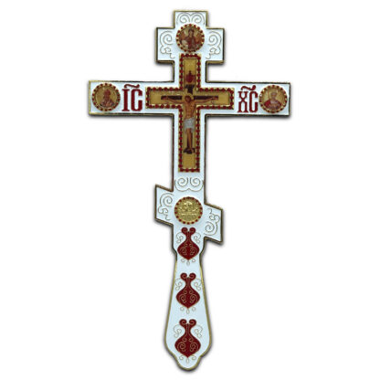 Altar / Blessing Cross, White Enamel, Medium