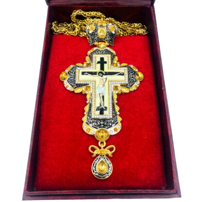 Pectoral Cross, Celtic Vine, Gold Stones - Image 2