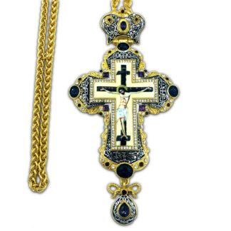 Pectoral Cross, Celtic Vine, Purple Stones
