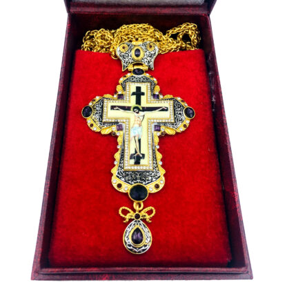 Pectoral Cross, Celtic Vine, Purple Stones - Image 2