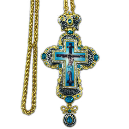 Pectoral Cross, Celtic Vine, Blue Stones